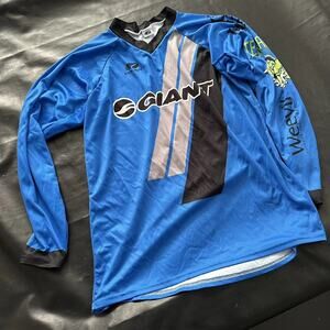 Voler Giant Long Sleeve Cycling Jersey Mens XL Black/Blue Pockets USA Made